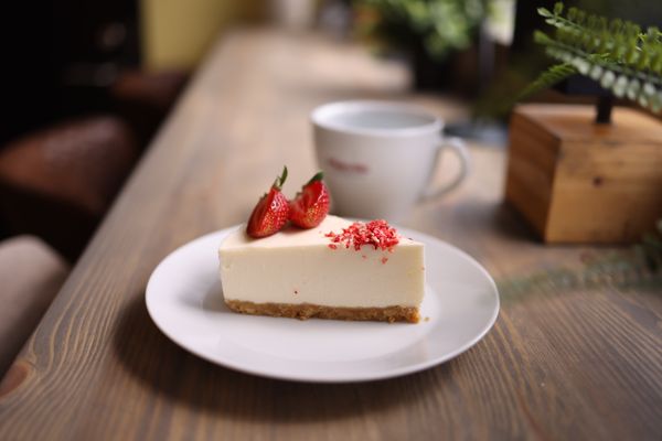 Rebanada de cheesecake de fresa